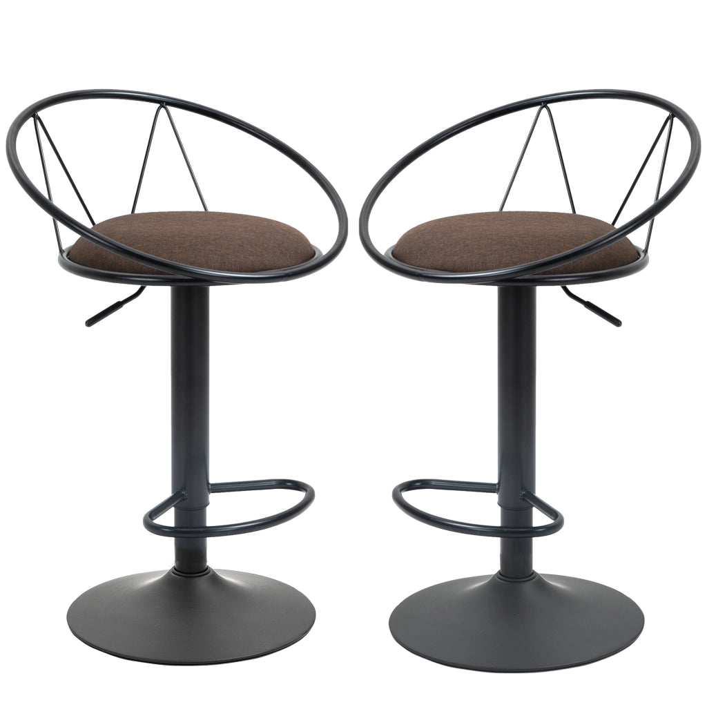 Sgabello Bar Regolabile con Schienale ¨C Zephmum ¨C Marrone, Struttura Metallo