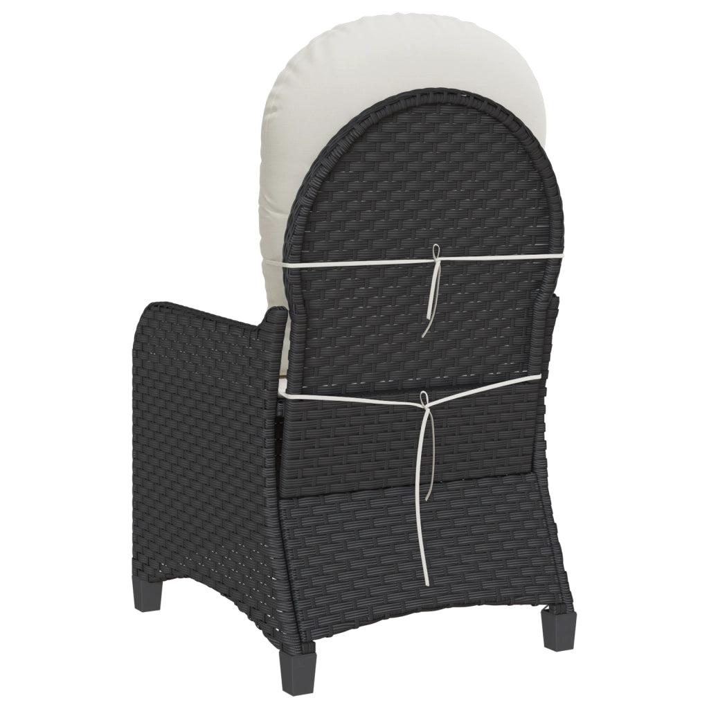 Poltrona Recliner con Cuscino in Polyrattan Nera