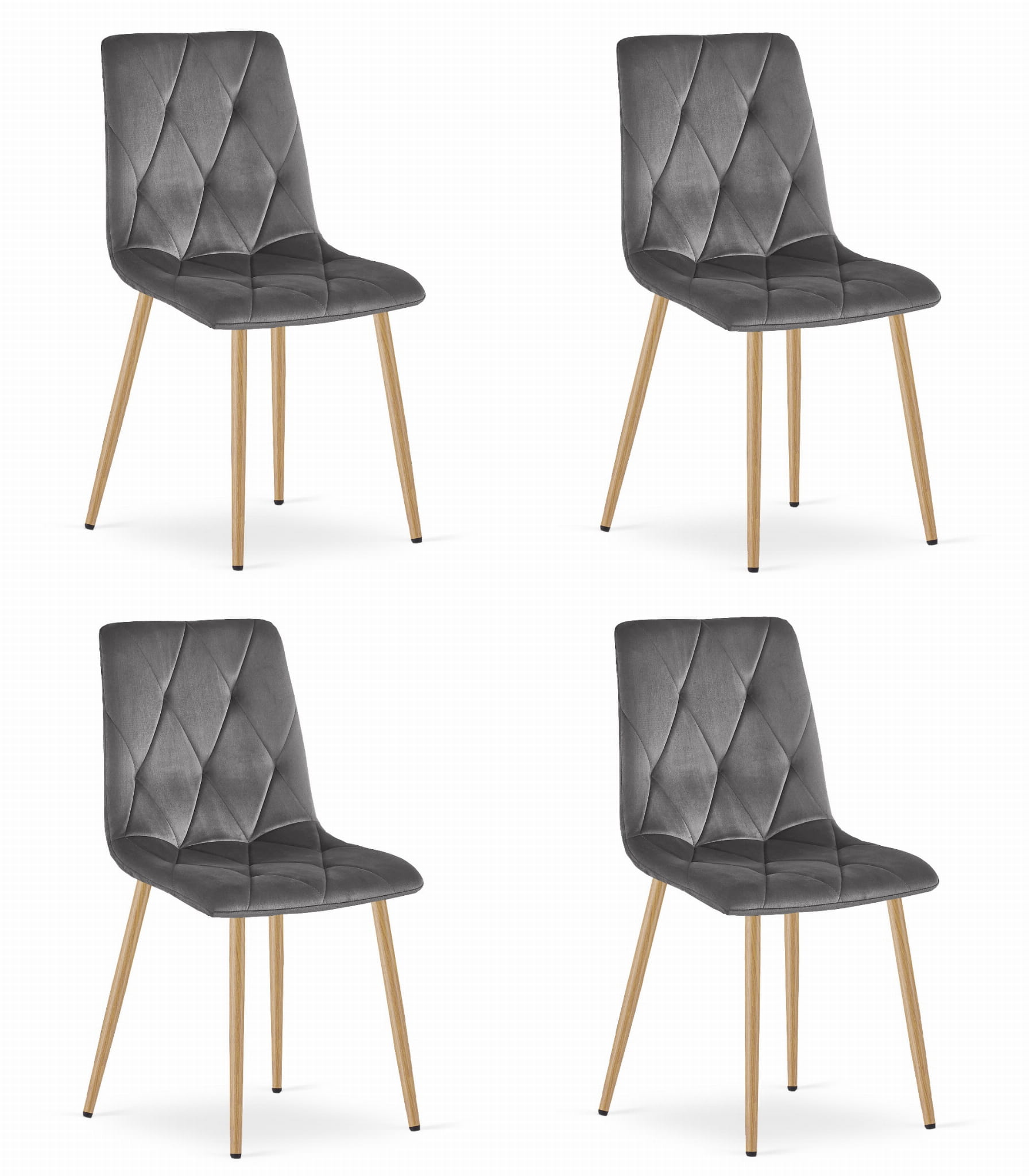 Sedia Valora TYRA in velluto grigio scuro con gambe in legno x4