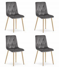 Sedia Valora TYRA in velluto grigio scuro con gambe in legno x4