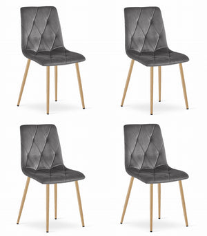 Sedia Valora TYRA in velluto grigio scuro con gambe in legno x4