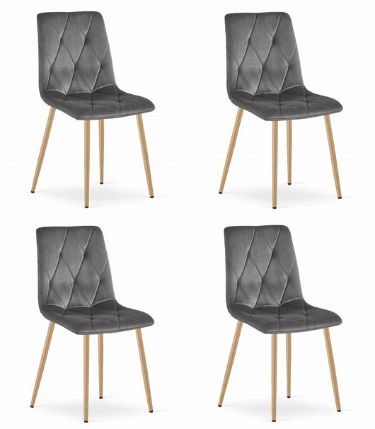 Sedia Valora TYRA in velluto grigio scuro con gambe in legno x4