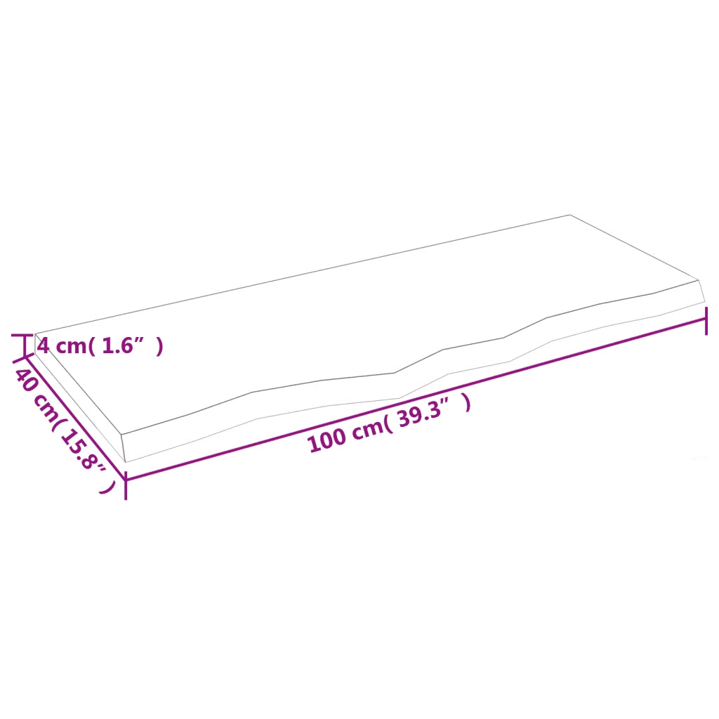 Piano Tavolo Marrone 100x40x(2-4) cm Massello Rovere Trattato 3156363