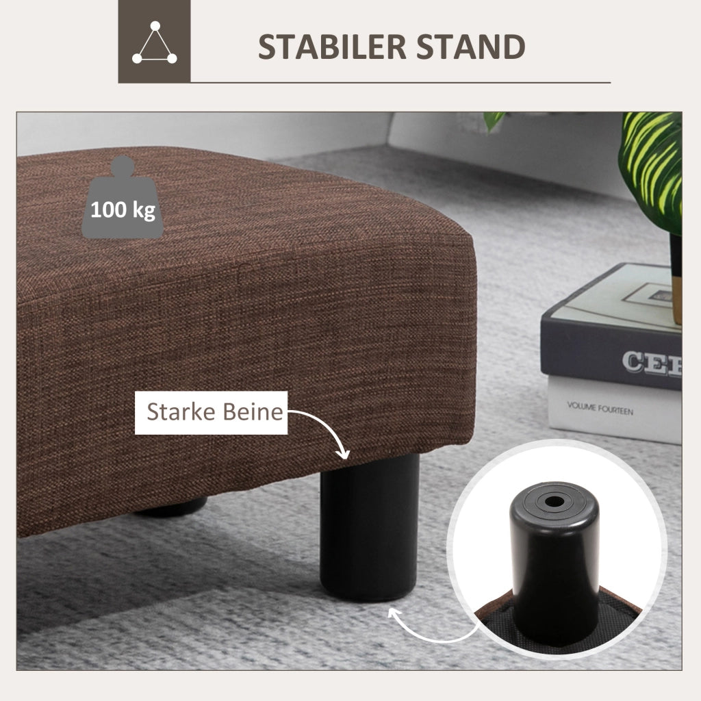 Pouf in tessuto effetto lino ¨C zephmum ¨C marrone 40x30x24cm