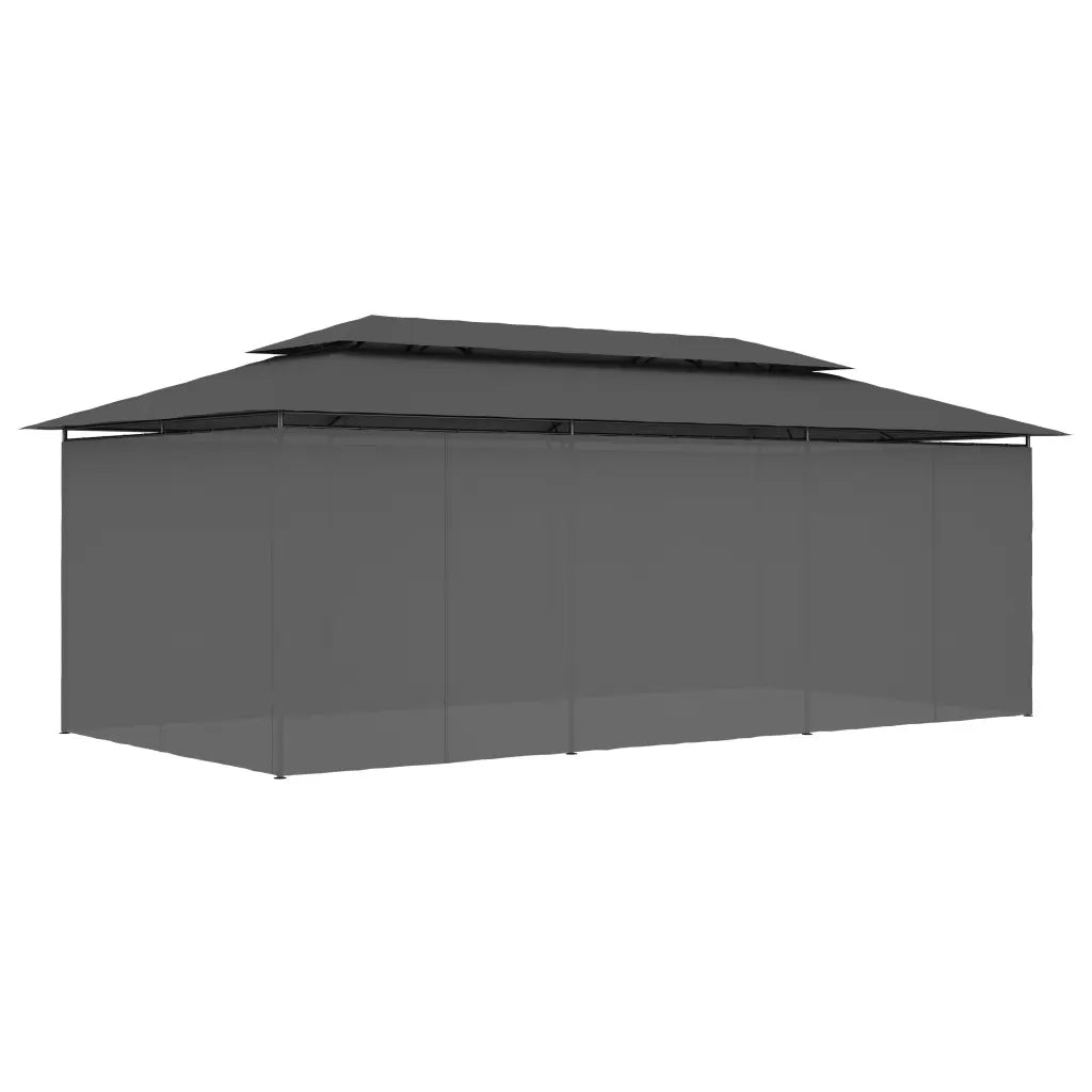 Gazebo con Tende 600x298x270 cm Antracite 47966