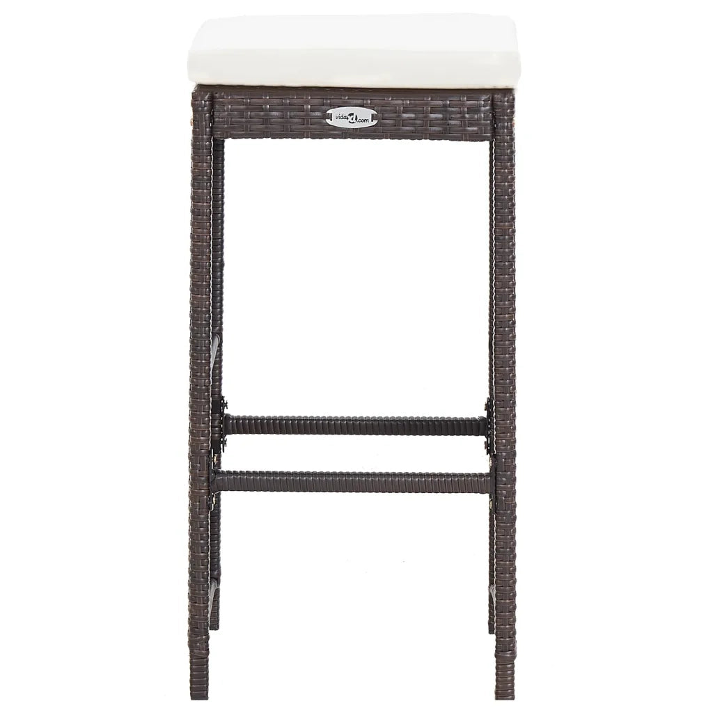 Set da Bar da Giardino 7 pz con Cuscini in Polyrattan Marrone 49559