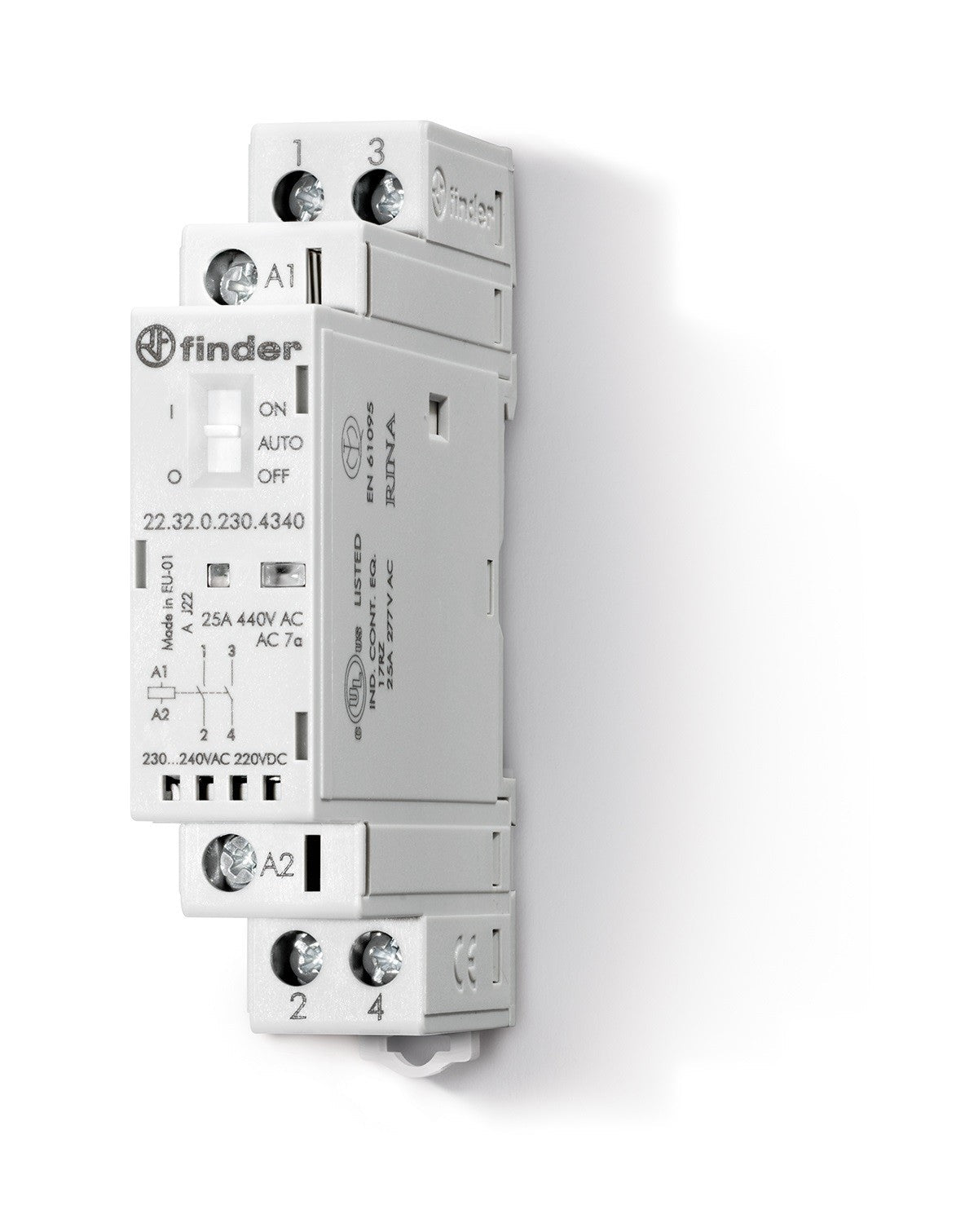 Contattore Finder 25A 2NO 24VAC/DC 1 Modulo 223200244340