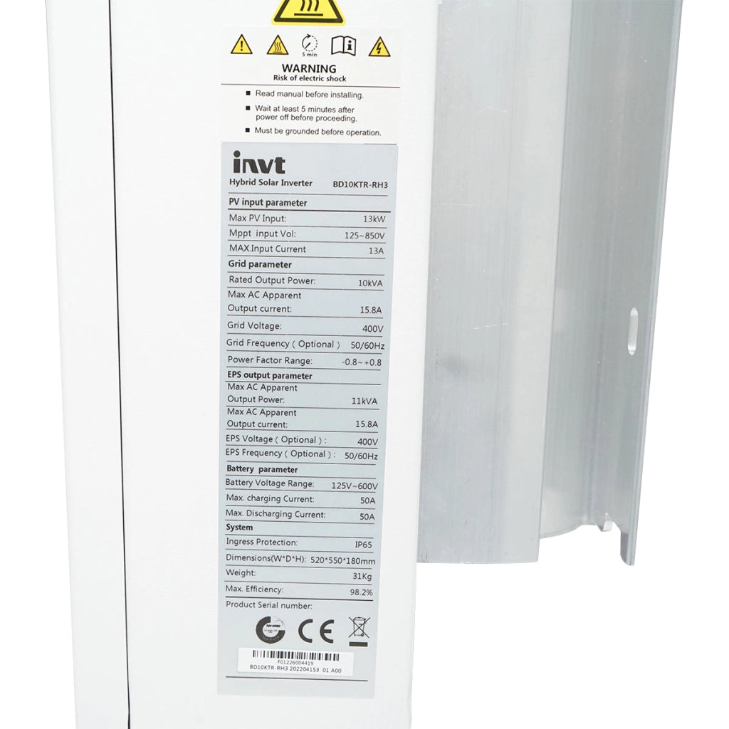 Inverter ibrido 10KW INVT BD10KTR-RH3 trifase per impianto fotovoltaico 400V 2xMPPT, ON/OFF-GRID prosumer