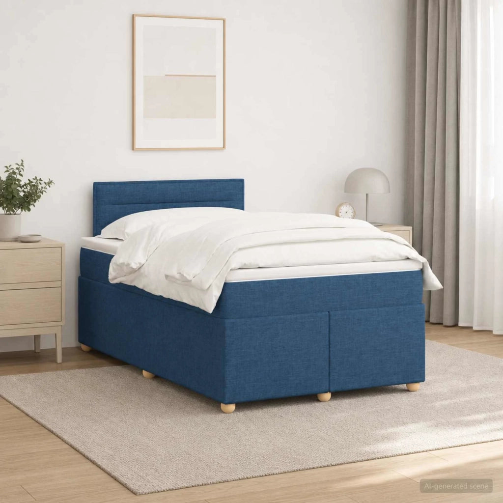 Letto box spring con materasso Blu 120 x 190 cm Tessuto 3452372