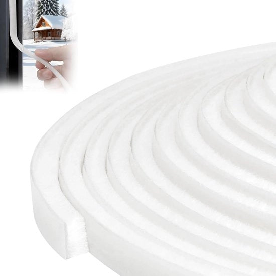 Telaio autoadesivo per porte e finestre - 6 mm x 9 mm x 5 mm - nastro di sigillatura a spazzola - stopper di aria per porte scorrevoli e porte esterne - bianco