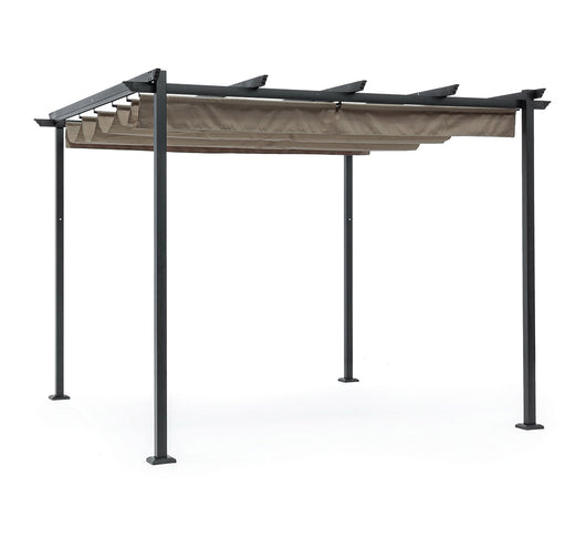 Gazebo da Giardino Pergola con Telo Scorrevole Tortora Esterno Dynamic Bizzotto