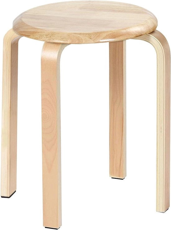 Set di 1 Seduta in Legno per Sala da Pranzo con Piatto Antiscivolo per Scuola Cucina Naturale