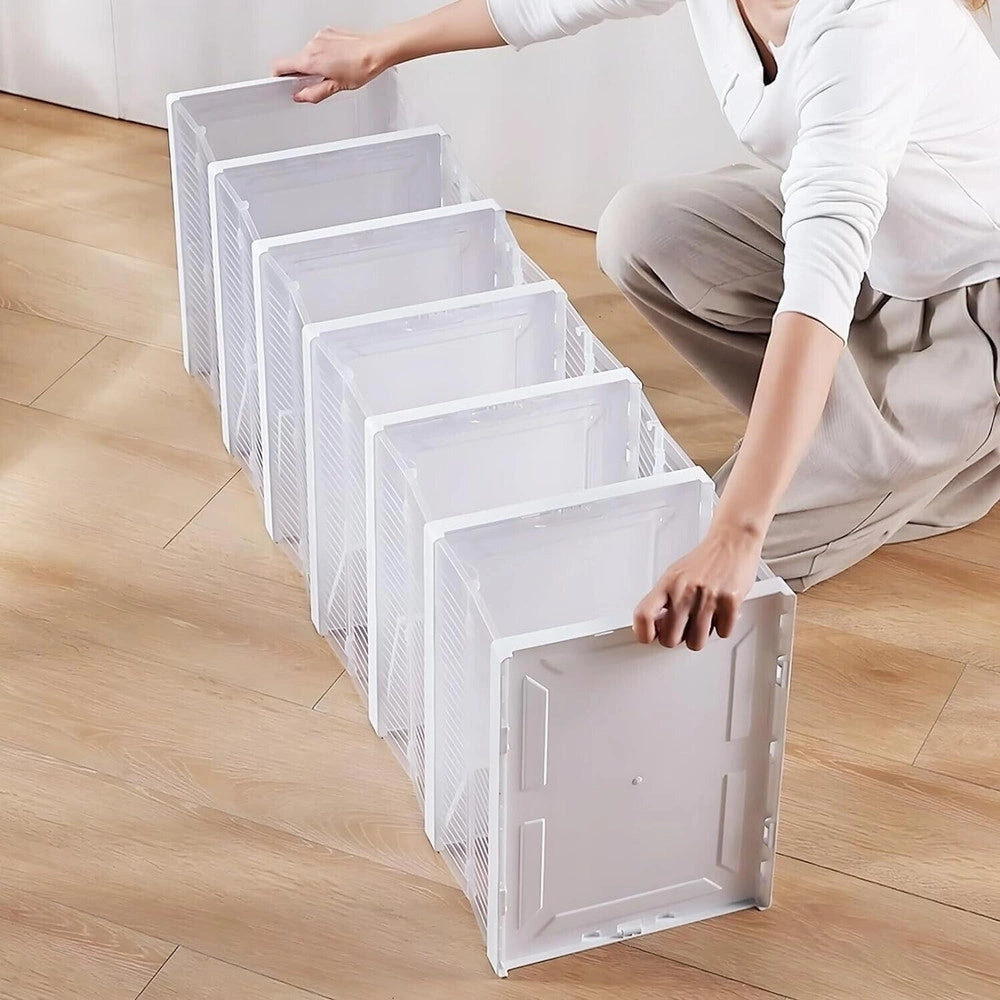 Trade Shop - Scarpiera Pieghevole Scarpe Richiudibile 6 Contenitori Salvaspazio 105x25.5x34.5cm -