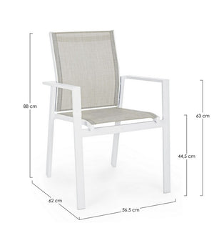 Sedia da Esterno Giardino Bianca Metallo e Tessuto Braccioli Impilabile Crozet