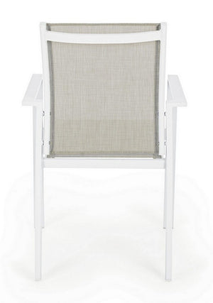 Sedia da Esterno Giardino Bianca Metallo e Tessuto Braccioli Impilabile Crozet