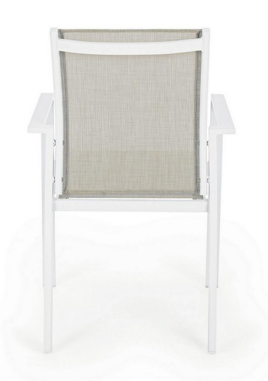 Sedia da Esterno Giardino Bianca Metallo e Tessuto Braccioli Impilabile Crozet