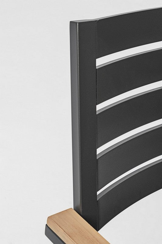 Sedia da Esterno Giardino Nera in Metallo Legno Tessuto Moderna Belmar 2 Pz