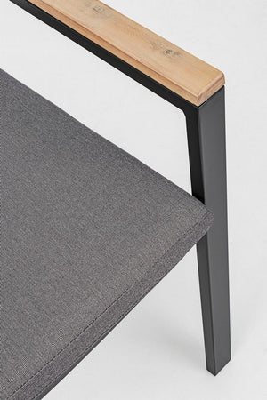 Sedia da Esterno Giardino Nera in Metallo Legno Tessuto Moderna Belmar 2 Pz