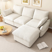 Divano angolare L in chenille con 2 cuscini; beige; 222;5 x 154;5 x 76;5 cm