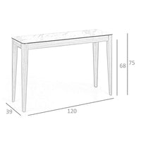 Consolle rettangolare in marmo porcellanato e noce