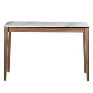 Consolle rettangolare in marmo porcellanato e noce