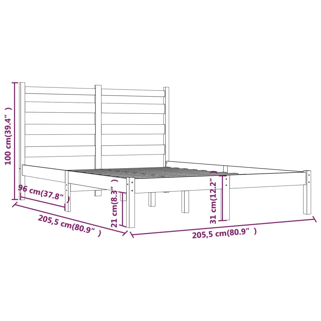 Giroletto-Struttura Letto in Legno Massello di Pino 200x200 cm 929041