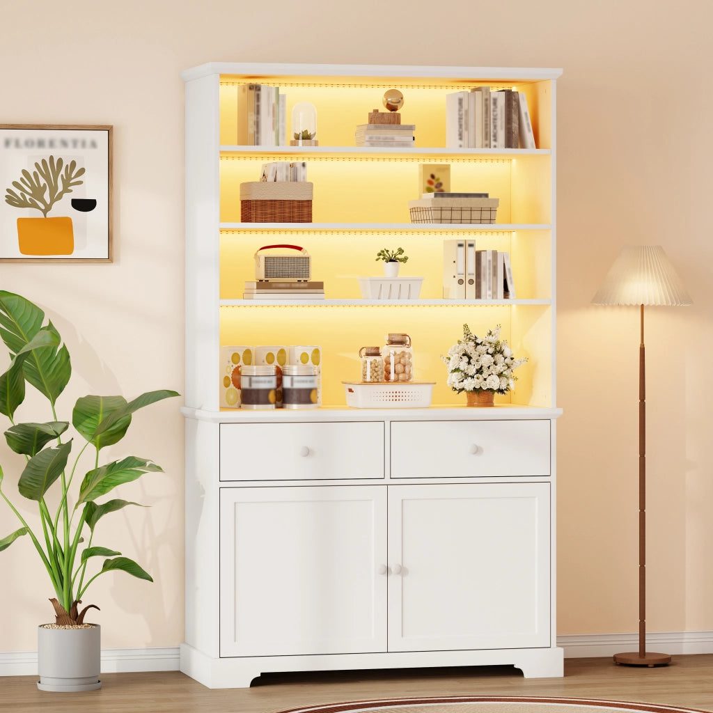 Vetrina con Ante e Cassetti ¨C MINIMAL ¨C Bianco, LED, Legno, 100x38x170