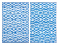 Tappeto Salotto Double Face Esterno Interno Impermeabile Antiscivolo Blu a Rombi