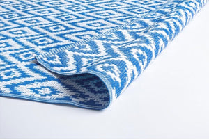 Tappeto Salotto Double Face Esterno Interno Impermeabile Antiscivolo Blu a Rombi