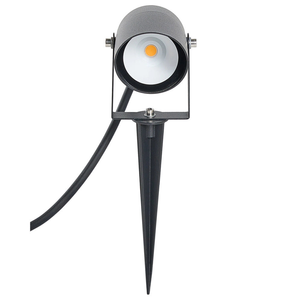 Set moderno di 2 faretti da esterno a LED con picchetto, in alluminio nero, per giardino