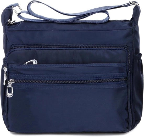 Borsa da donna con cinturino, zaino messaggero impermeabile in nylon con diverse tasche (L, blu)