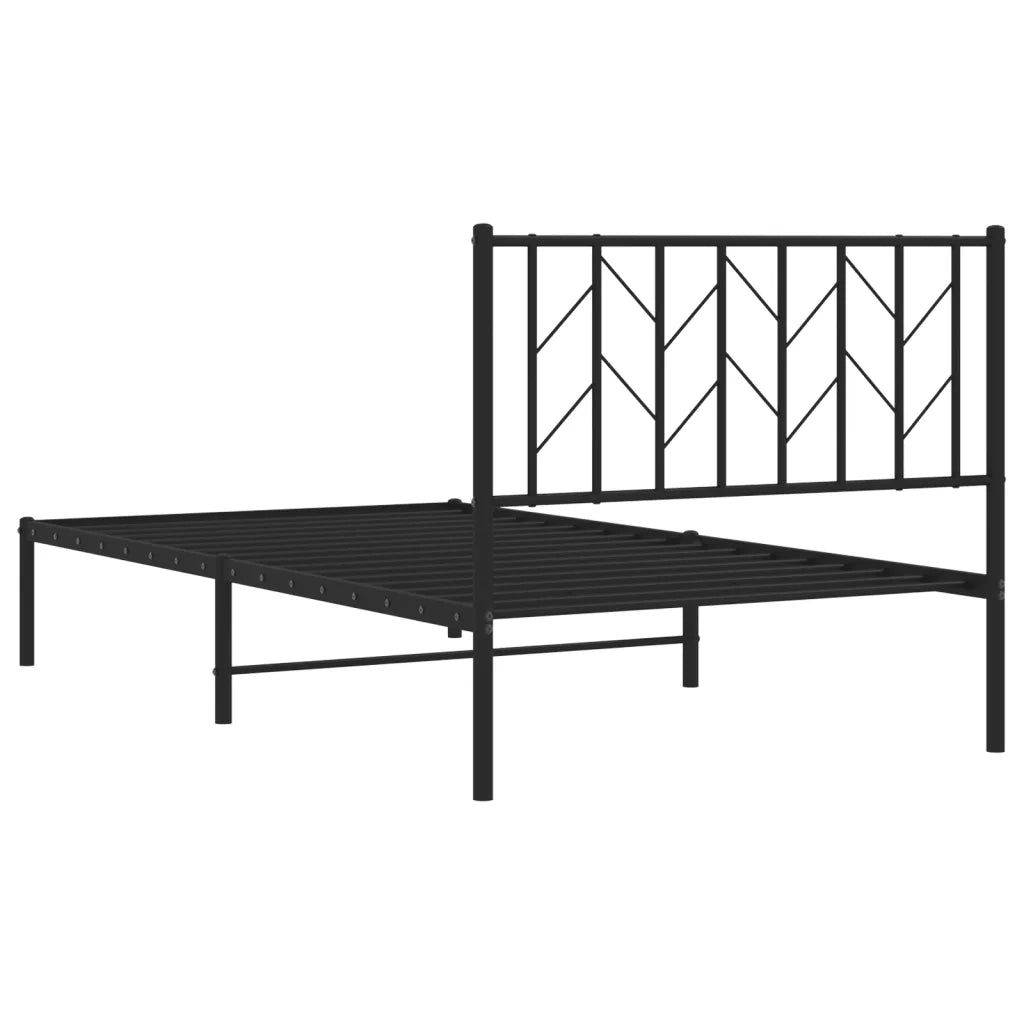 Letto singolo | Letto per adulti | Giroletto con Testiera in Metallo Nero 100x190 cm