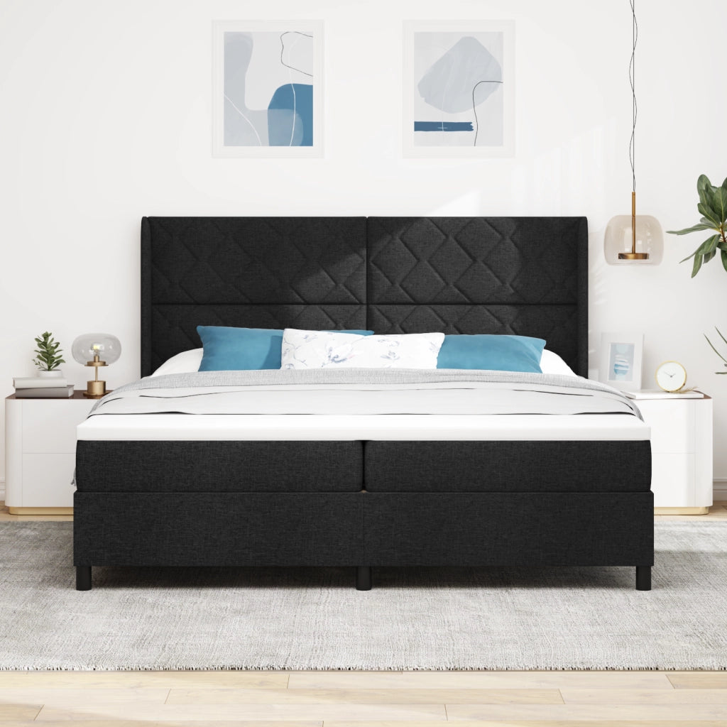 letto a molle con materasso e LED vitaXL nero 200x200 cm in tessuto