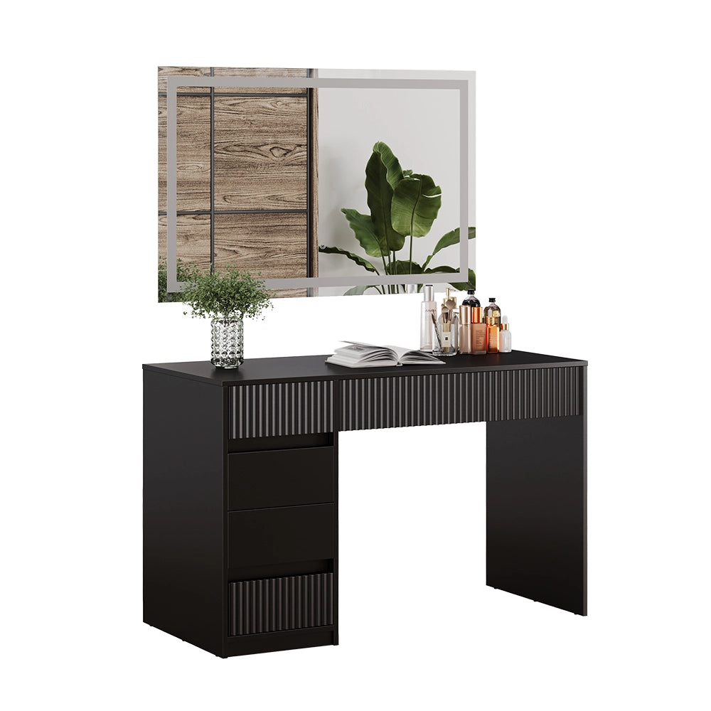 Vicco Tavolo da toilette Nero 120 cm con specchio a LED