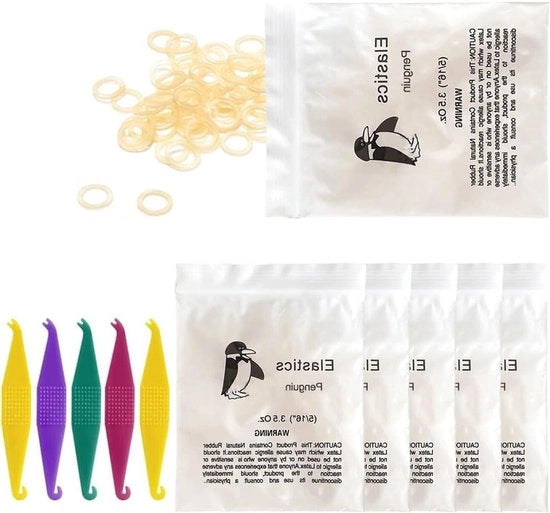 Elastici Ortopedici Premium 500 pezzi - Flessibili per Cinture con 5 Posizionatori - Multifunzionali