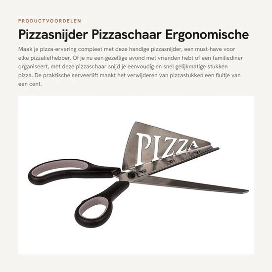Pizzasnijdatore con sollevamento del servizio - Piatto per pizza - Acciaio inossidabile - Resistente alla lavastoviglie - Maniglia ergonomico - Facile da pulire - Pizzasnijdatore