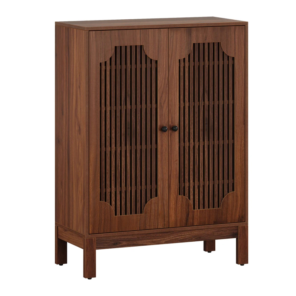 Mobile portascarpe con 4 ripiani regolabili, finitura effetto noce, MDF, colore Rustic Brown
