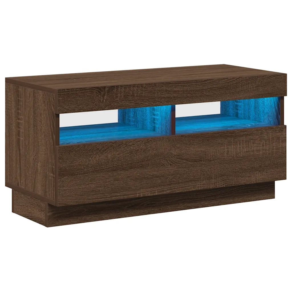 Mobile Porta TV con Luci LED Rovere Marrone 80x35x40 cm 815725