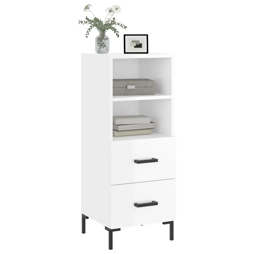Credenza | Madia | Buffet da pranzo | Armadio da pranzo Bianco Lucido 34,5x34x90 cm in Legno Multistrato