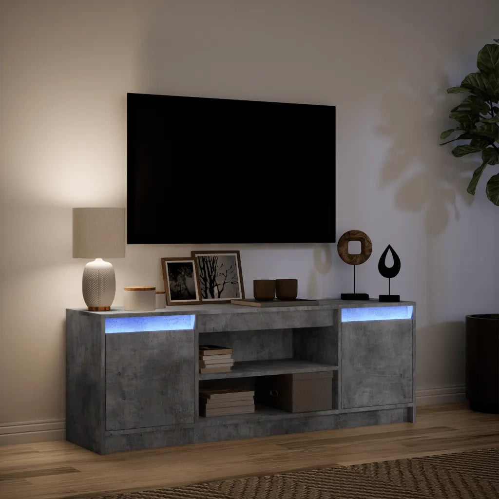 Mobile Porta TV con LED-Mobile per TV-Credenza TV Grigio Cemento 139,5x34x50cm Truciolato