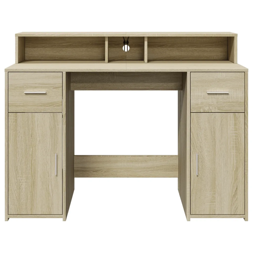 Scrivania con Luci LED Rovere Sonoma 120x55x91cm in Multistrato 3309413
