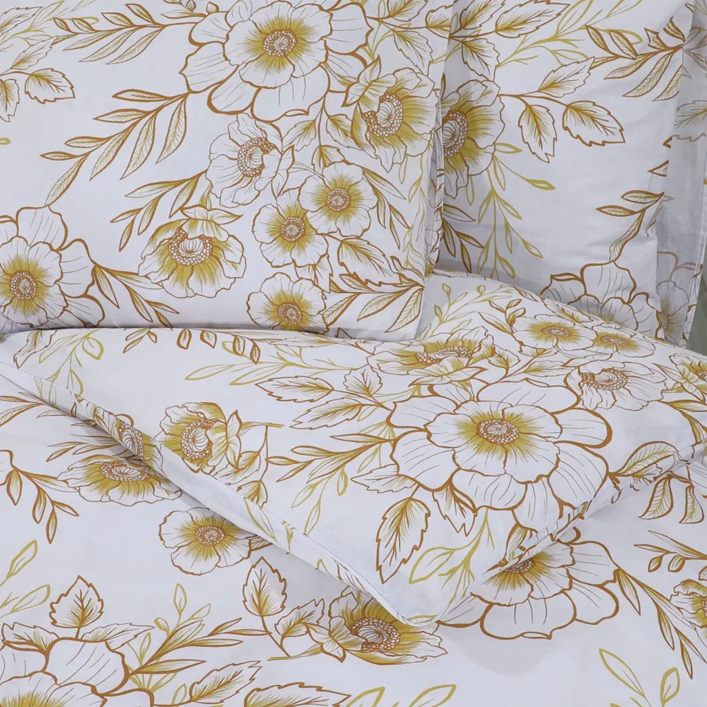 Set Copripiumino Bianco e Marrone 220x240 cm in Cotone 136407
