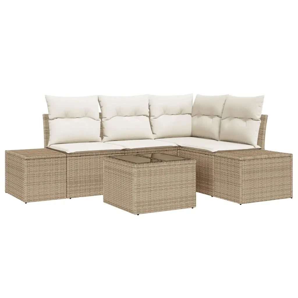 Set Divano da Giardino Beige e Crema polyrattan 3355720