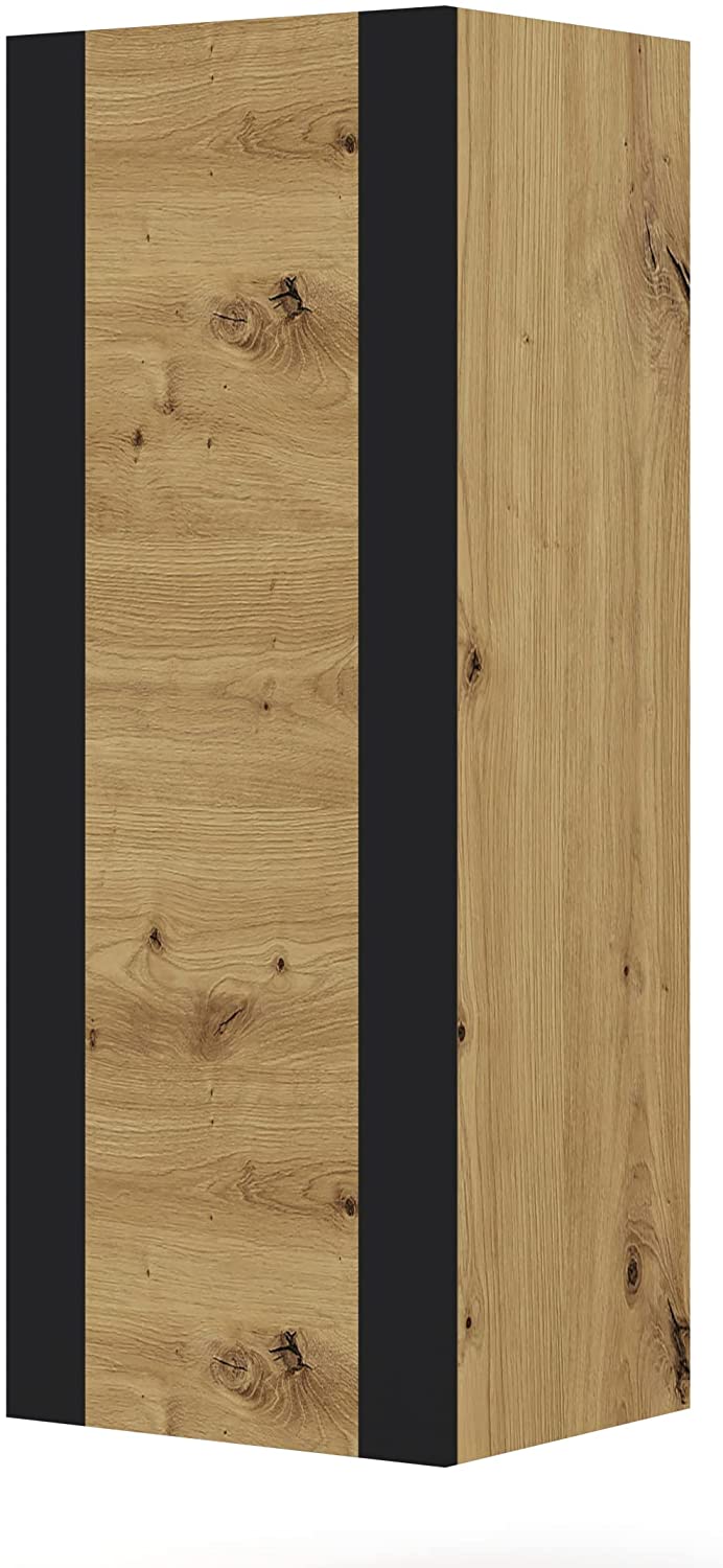 MOBILE CREDENZA ARMADIO DA PARETE QUERCIA CON CORNICI NERE 125X48X40CM MONDI