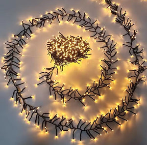 Luci di Natale Natalizie 1000 Led BIANCO CALDO a Grappolo per ESTERNO/INTERNO 16.5 metri con 8 Giochi di luce, Timer, Cavo verde, Catena luminosa natalizia per Albero