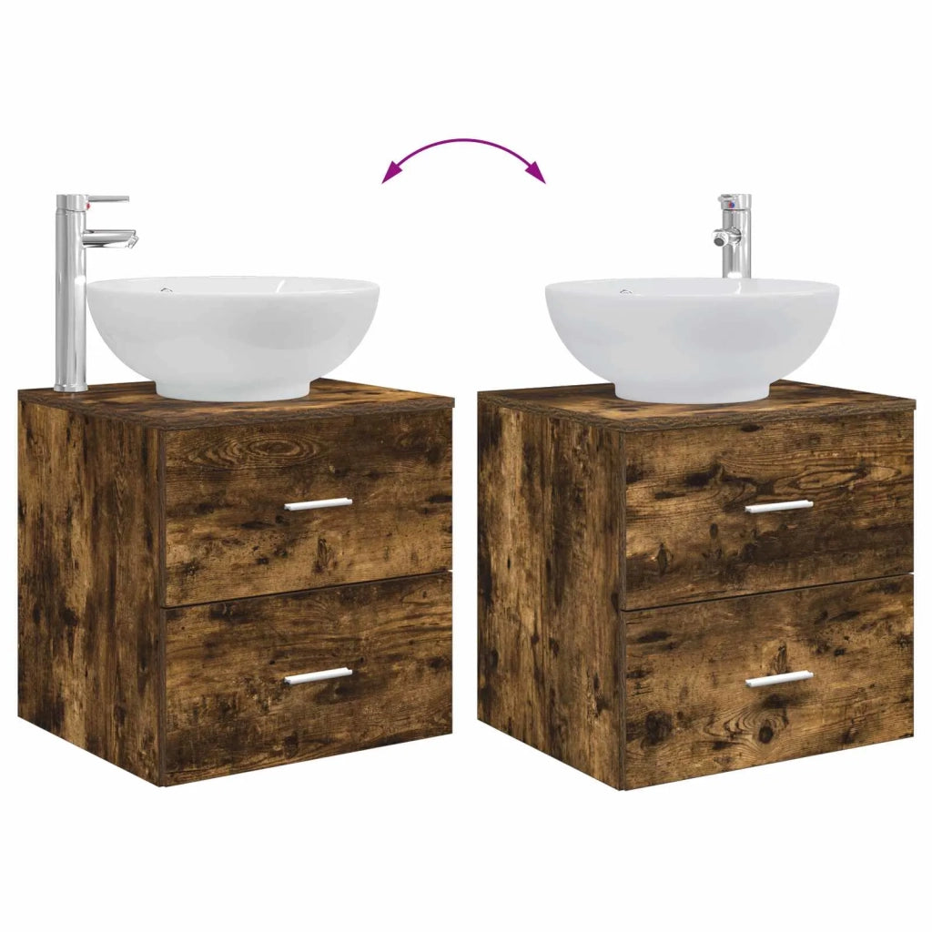 Set di mobili per il bagno 2 pz Rovere Fumo 3403996