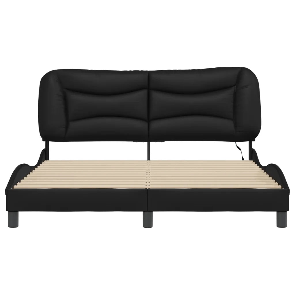 Giroletto con LED senza Materasso-Struttura Letto Hvar Nero 160x200 cm