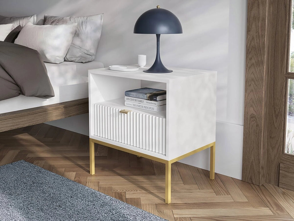 Comodino in legno "Tunis" - Bianco