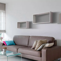 Set 2 Mensole Cubo da Parete Rettangolare in Fibra di Legno Bislungo Rosa Blush