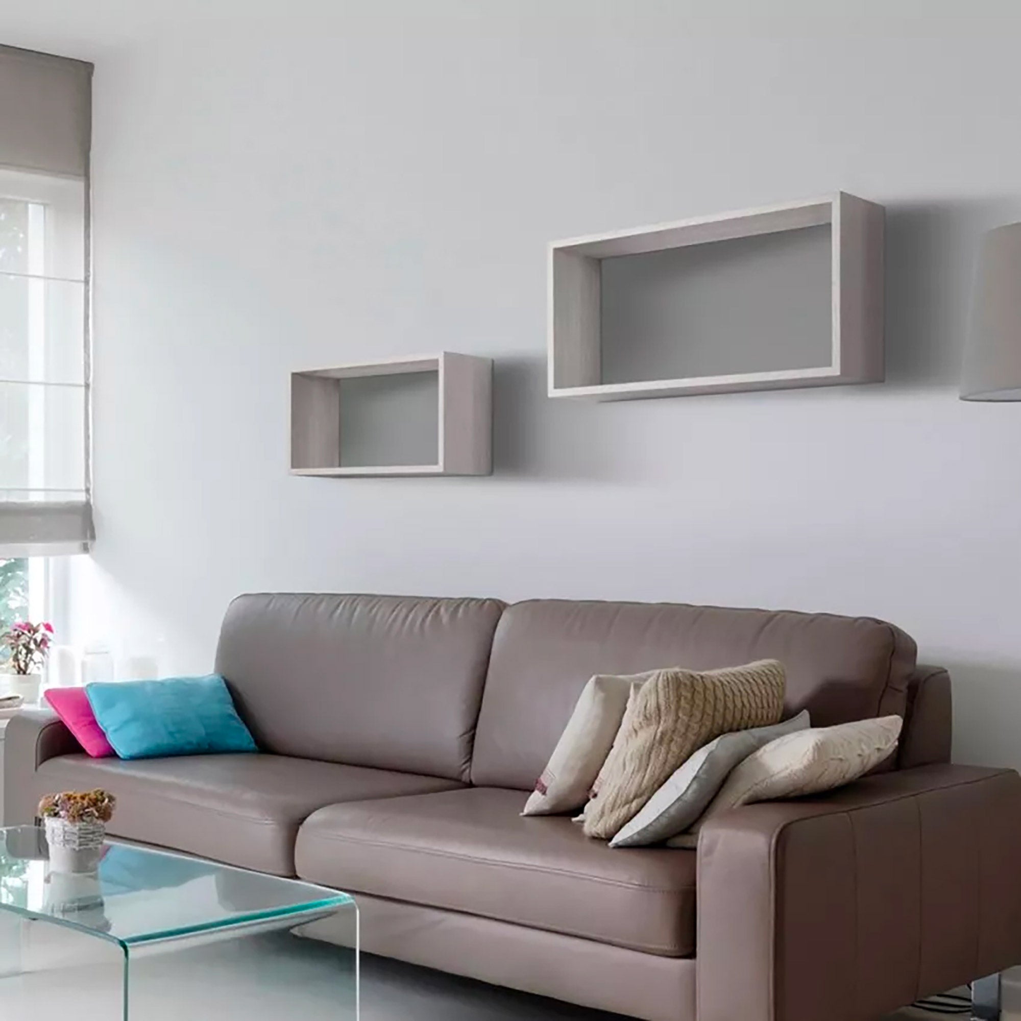 Set 2 Mensole Cubo da Parete Rettangolare in Fibra di Legno Bislungo Rosa Blush